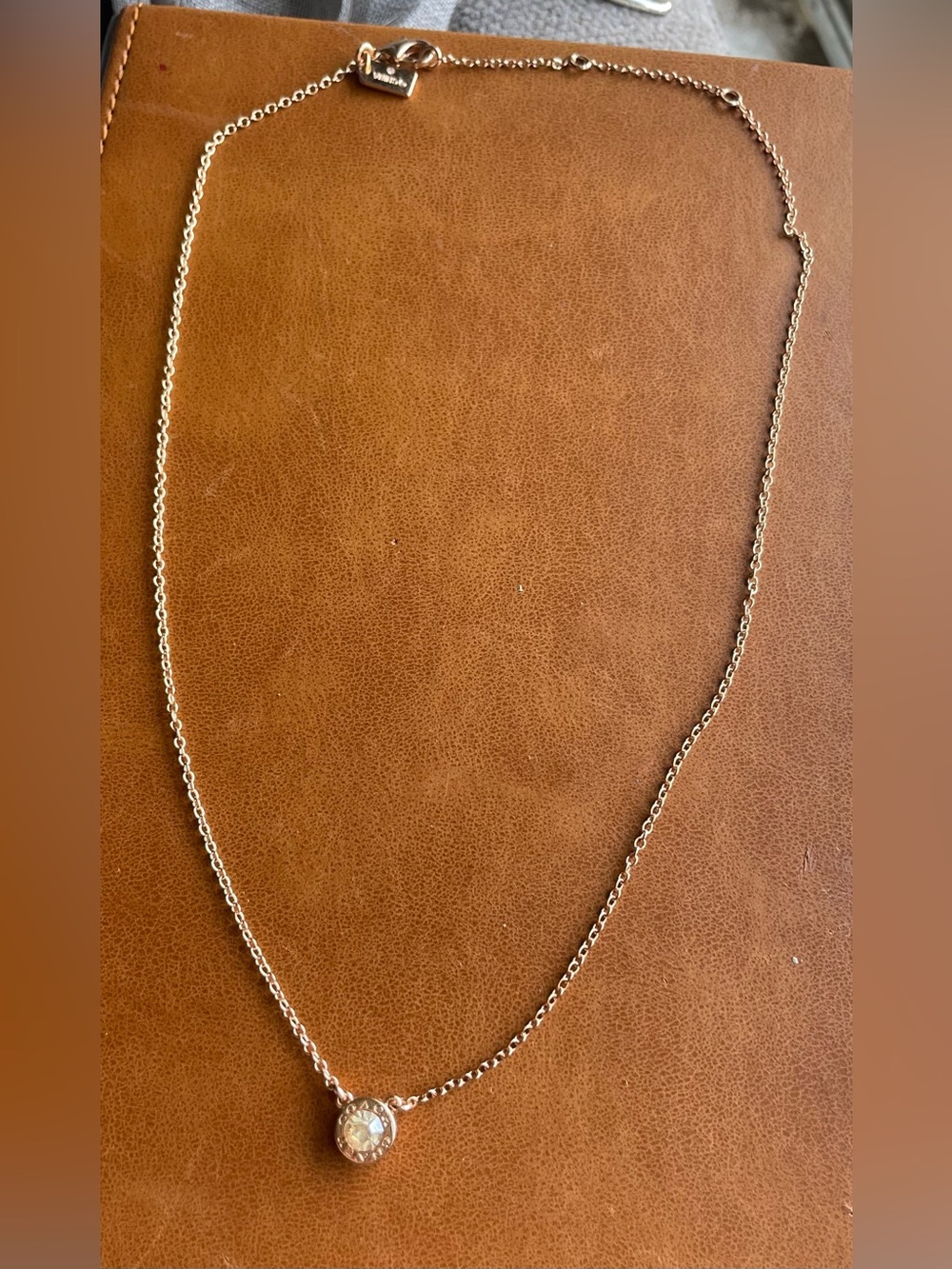 Coach Gold-Tone Crystal Solitaire Pendant Necklace